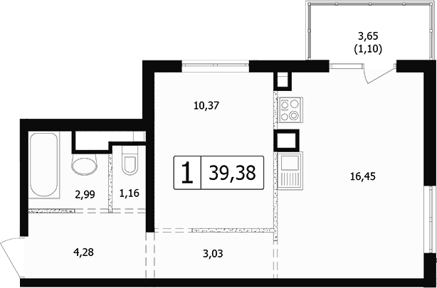 Продается 2-комн. квартира, 38.28 м²