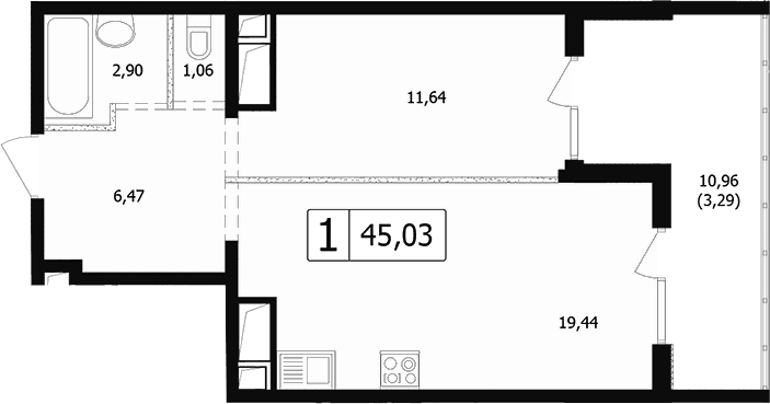 Продается 2-комн. квартира, 38.51 м²