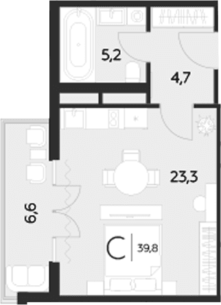 Продается 1-комн. квартира, 33.2 м²