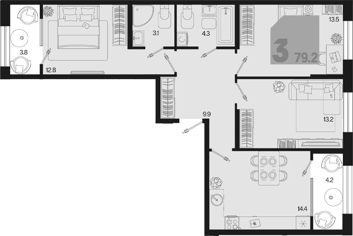 Продается 3-комн. квартира, 71.2 м²