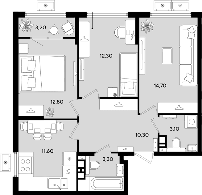 Продается 3-комн. квартира, 68.1 м²