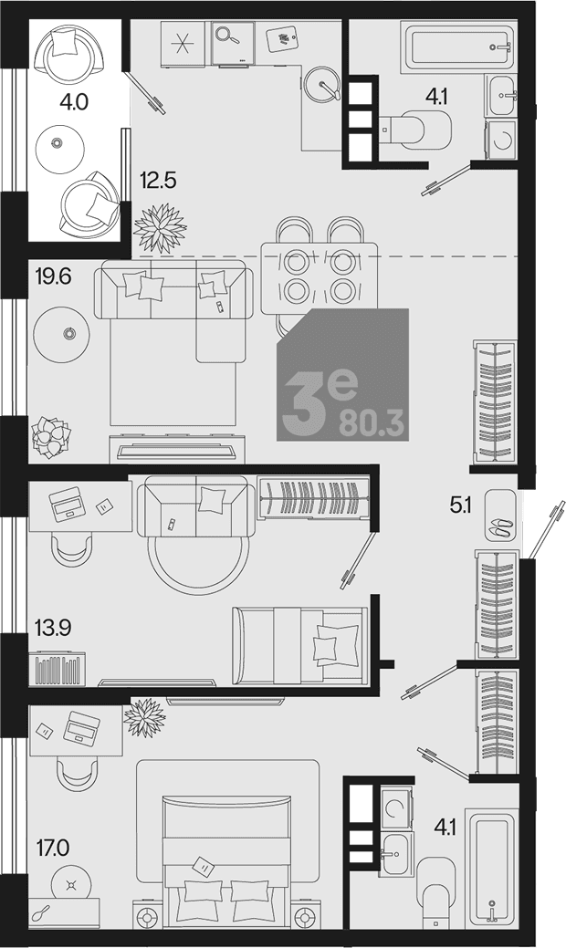 Продается 3-комн. квартира, 76.3 м²