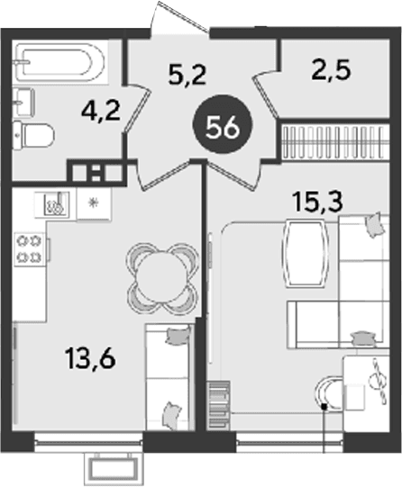 Продается 1-комн. квартира, 40.8 м²