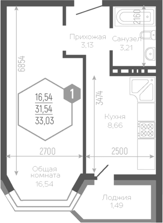 Продается 1-комн. квартира, 31.31 м²