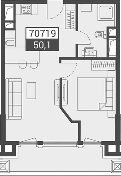 Продается 1-комн. квартира, 50.1 м²