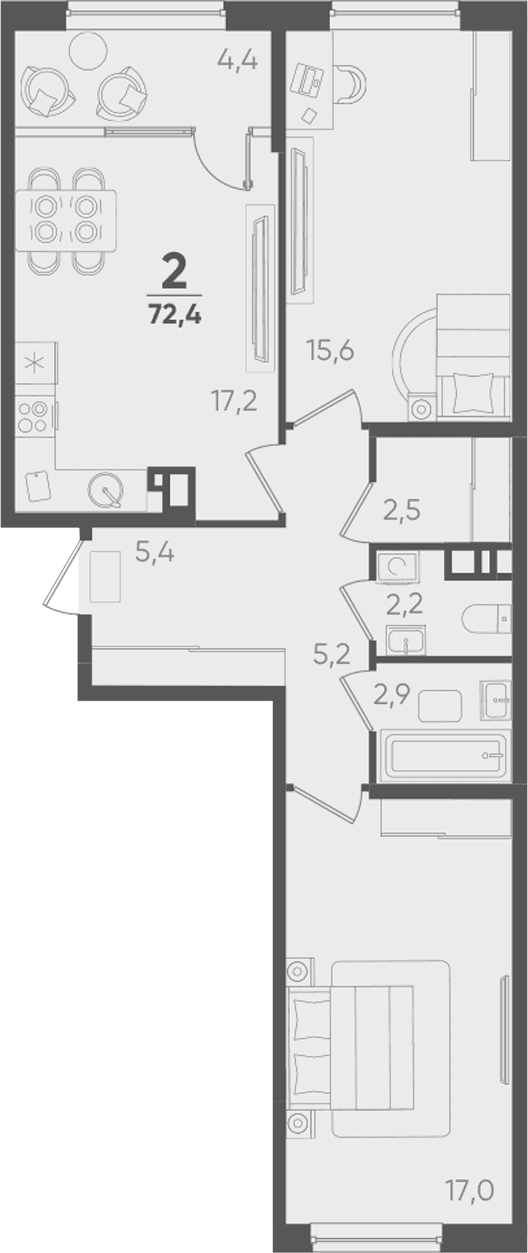 Продается 2-комн. квартира, 68 м²