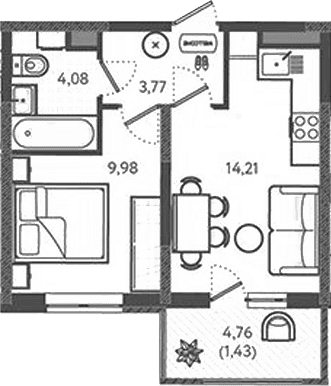Продается 1-комн. квартира, 32.04 м²