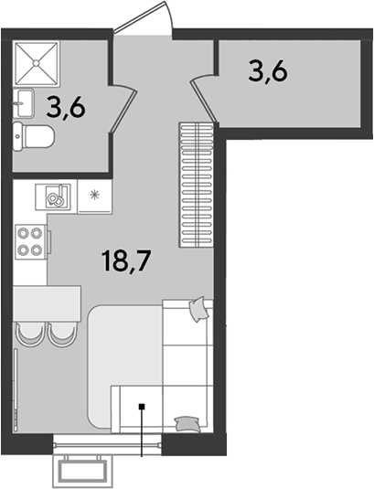 Продается 1-комн. квартира, 25.9 м²