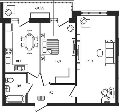 Продается 2-комн. квартира, 54.5 м²