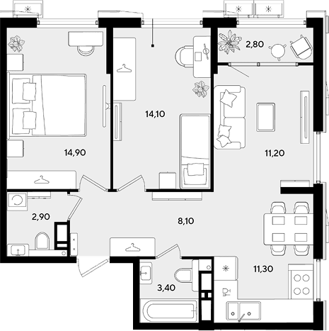 Продается 3-комн. квартира, 65.9 м²