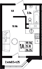 Продается 1-комн. квартира, 25.1 м²