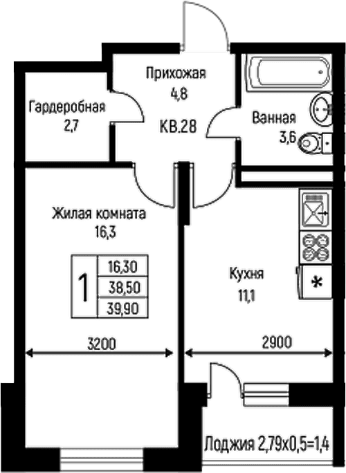 Продается 1-комн. квартира, 38.5 м²