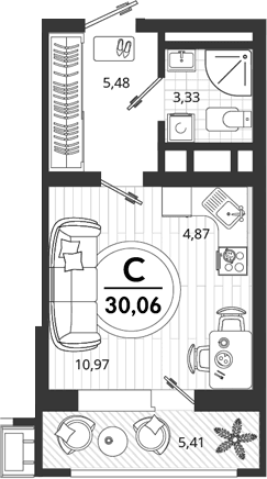Продается 1-комн. квартира, 24.65 м²