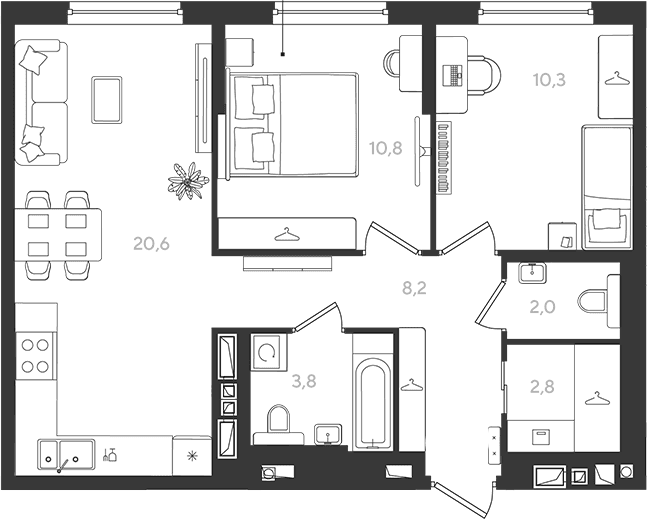 Продается 2-комн. квартира, 58.5 м²