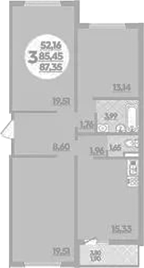 Продается 3-комн. квартира, 85.45 м²