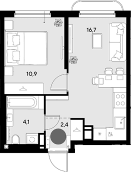 Продается 2-комн. квартира, 34.1 м²