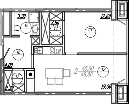 Продается 2-комн. квартира, 47 м²