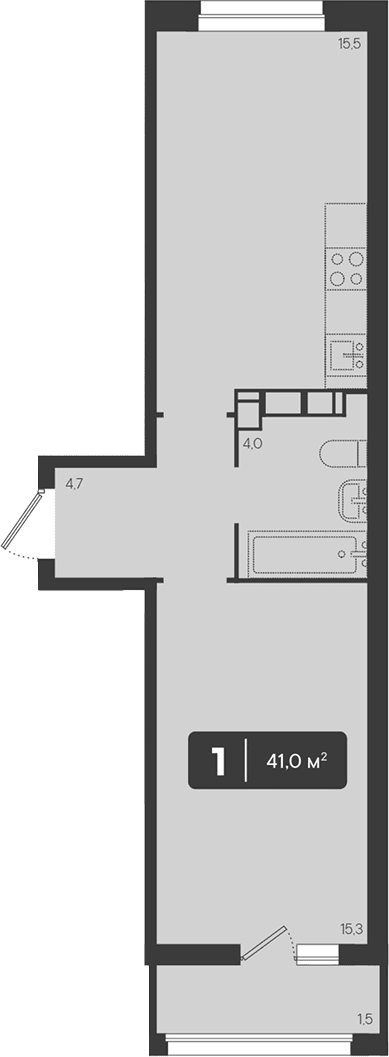 Продается 1-комн. квартира, 39.5 м²