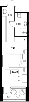 Продается 1-комн. квартира, 25.87 м²
