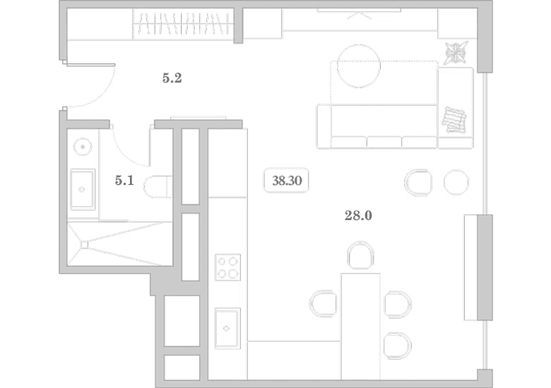Продается 1-комн. квартира, 38.3 м²