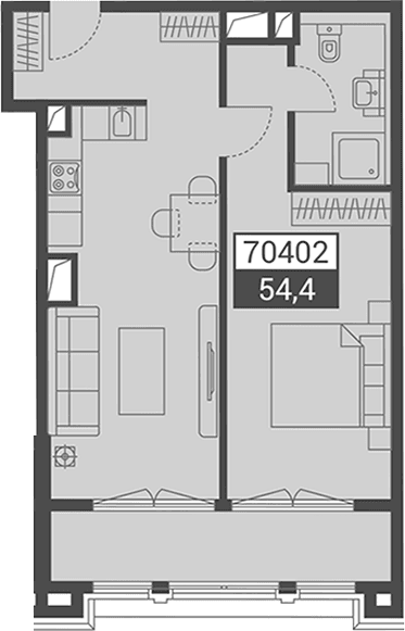 Продается 1-комн. квартира, 54.4 м²