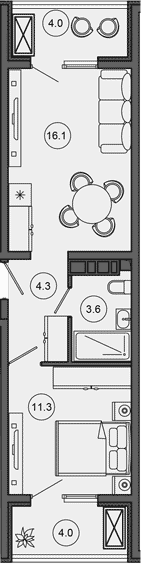 Продается 2-комн. квартира, 35.3 м²