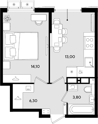 Продается 1-комн. квартира, 37.2 м²