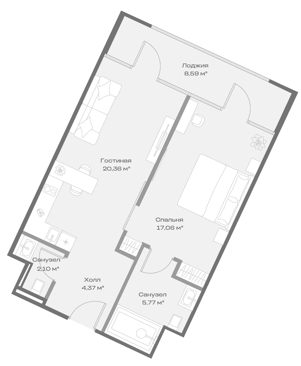 Продается 1-комн. квартира, 49.65 м²