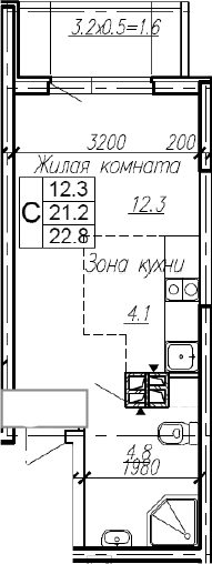 Продается 1-комн. квартира, 21.2 м²