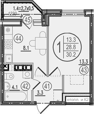 Продается 1-комн. квартира, 28.8 м²