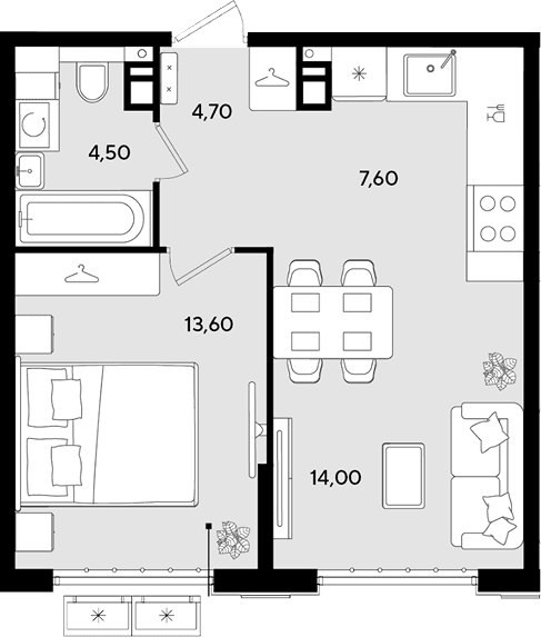 Продается 2-комн. квартира, 44.4 м²