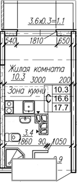 Продается 1-комн. квартира, 16.6 м²