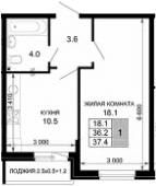 Продается 1-комн. квартира, 36.2 м²