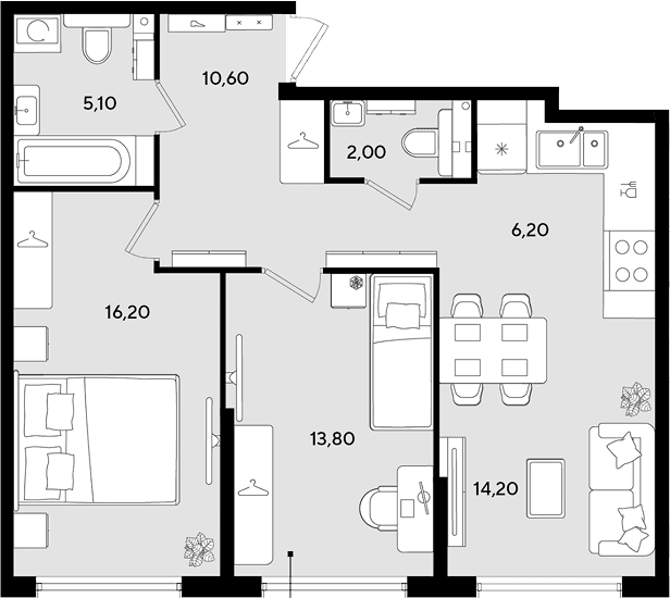 Продается 3-комн. квартира, 68.1 м²