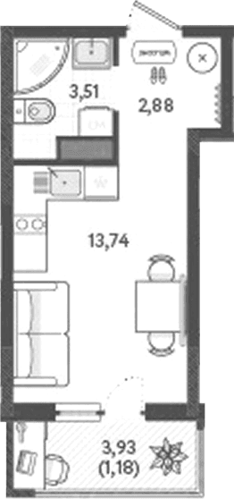 Продается 1-комн. квартира, 20.13 м²