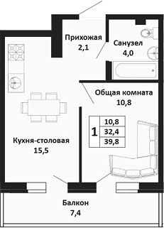 Продается 2-комн. квартира, 32.4 м²