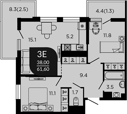 Продается 3-комн. квартира, 59.64 м²
