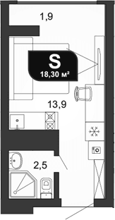 Продается 1-комн. квартира, 16.4 м²