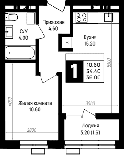 Продается 1-комн. квартира, 34.4 м²