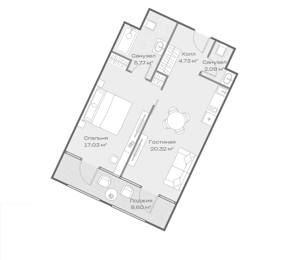Продается 1-комн. квартира, 49.6 м²