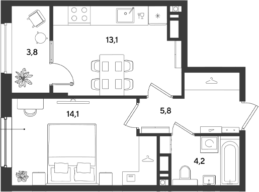 Продается 1-комн. квартира, 32.1 м²
