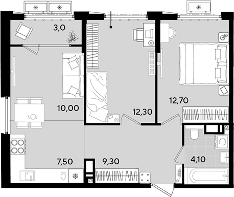 Продается 3-комн. квартира, 55.9 м²