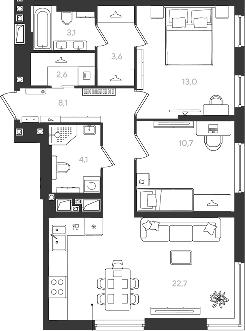 Продается 2-комн. квартира, 67.9 м²