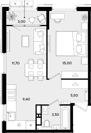 Продается 2-комн. квартира, 45.1 м²