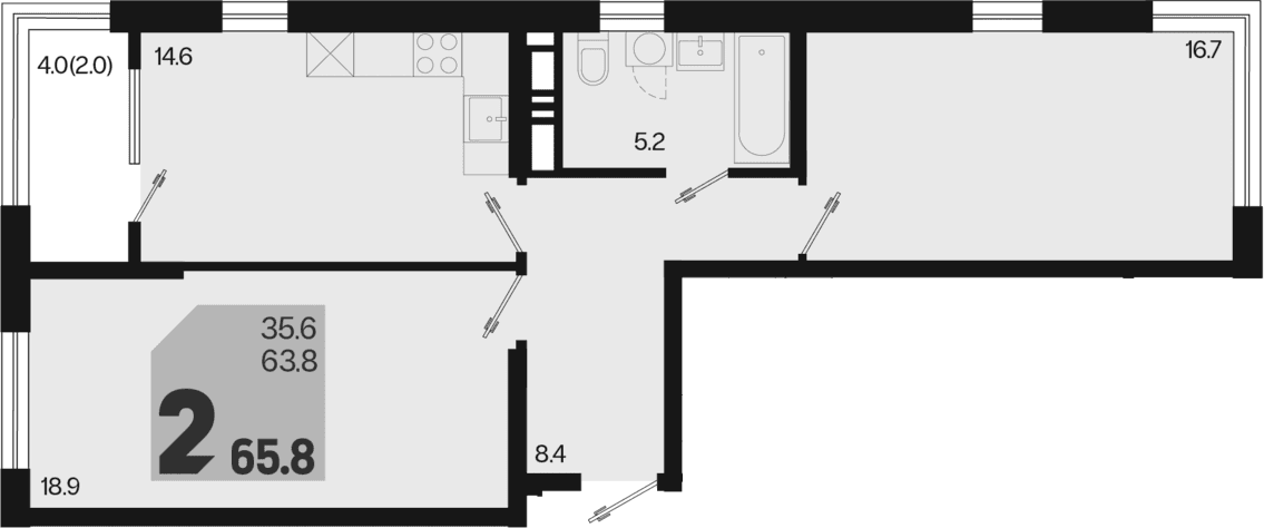 Продается 2-комн. квартира, 63.8 м²