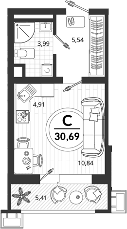 Продается 1-комн. квартира, 25.28 м²