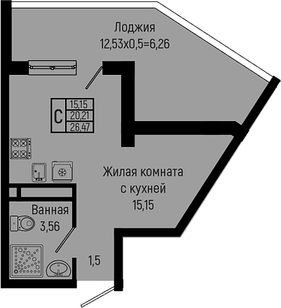 Продается 1-комн. квартира, 20.21 м²
