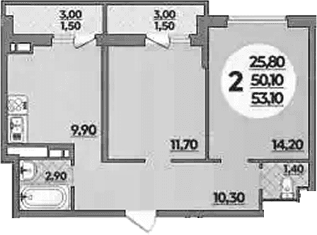 Продается 2-комн. квартира, 50.1 м²
