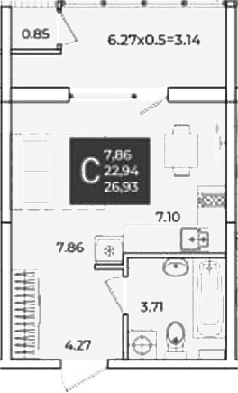 Продается 1-комн. квартира, 22.94 м²