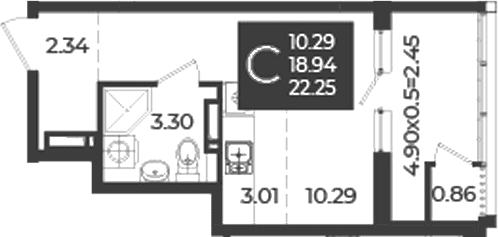 Продается 1-комн. квартира, 19.8 м²